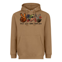 Toasted Coconut Peace Love White Tailed Deer Heavyweight Hoodie - LillyAllenDesigns