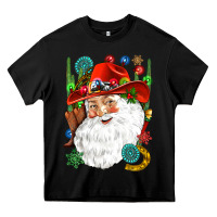Black Cowboy Santa Heavy Core Tee - NancyCooperArtShop