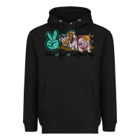 Black Peace Love Landrace Pig Heavyweight Hoodie - LillyAllenDesigns