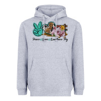 Heather Grey Peace Love Landrace Pig Heavyweight Hoodie - LillyAllenDesigns