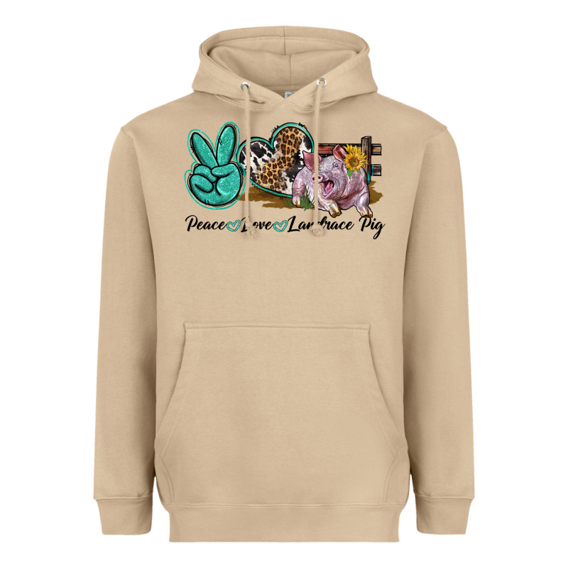 Peace Love Landrace Pig Heavyweight Hoodie by LillyAllenDesigns | Teevron