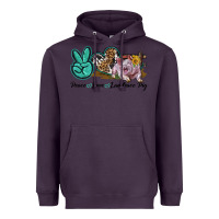 Plum Peace Love Landrace Pig Heavyweight Hoodie - LillyAllenDesigns