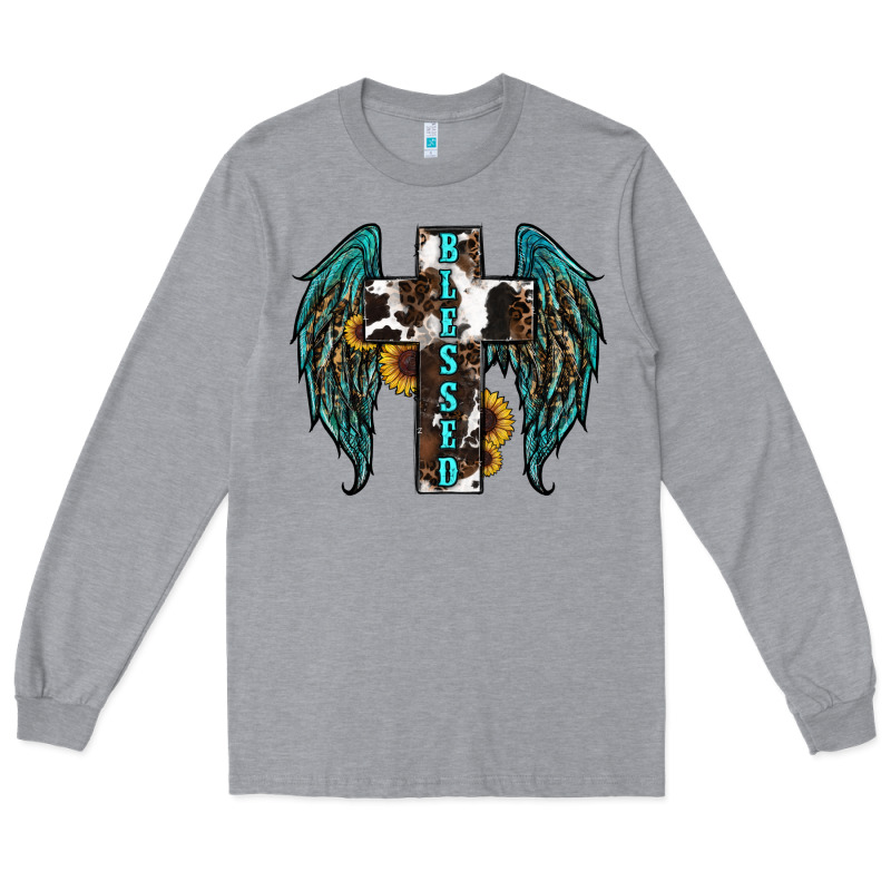 Western Wings Cross Blessed Long Sleeve Tee by RanaPortraitStore | Teevron