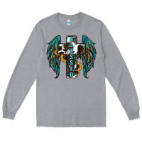 Heather Grey western wings cross blessed Long Sleeve Tee - RanaPortraitStore