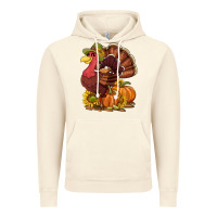 Vintage Artic Thanksgiving turkey with pumpkin and sunflower Vintage Hoodie - NancyCooperArtShop