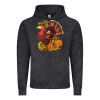 Vintage Black Thanksgiving turkey with pumpkin and sunflower Vintage Hoodie - NancyCooperArtShop