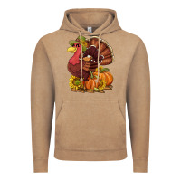 Vintage Coffee Thanksgiving turkey with pumpkin and sunflower Vintage Hoodie - NancyCooperArtShop