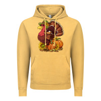 Vintage Mustard Thanksgiving turkey with pumpkin and sunflower Vintage Hoodie - NancyCooperArtShop
