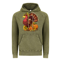 Vintage Olive Thanksgiving turkey with pumpkin and sunflower Vintage Hoodie - NancyCooperArtShop