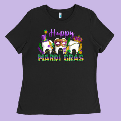Mardi Gras Celebration With Teeth Ladies Tee Designed By Lillyallendesigns