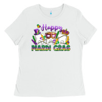 White mardi gras celebration with teeth Ladies Tee - LillyAllenDesigns