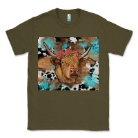 Army Green western roses cow Classic Tee - RanaPortraitStore