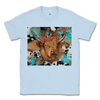 Dusty Blue western roses cow Classic Tee - RanaPortraitStore