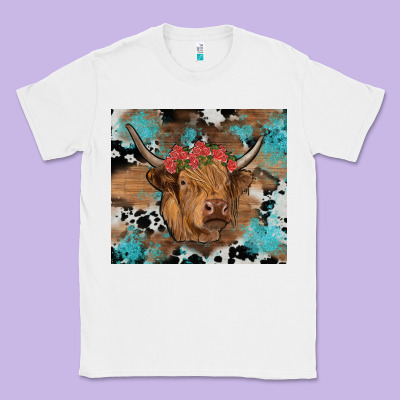 Western Roses Cow Classic Tee Designed By Ranaportraitstore