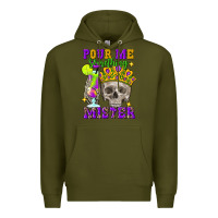 Army Green skull pour me something mister Premium Hoodie - FaDigitalArtStudio