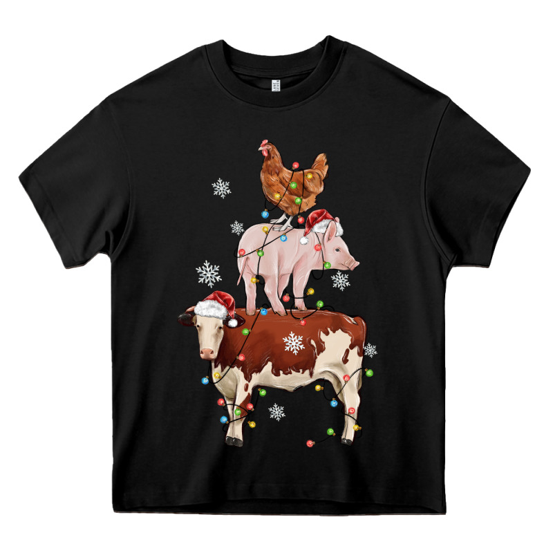 Merry Christmas Farm Animals Heavy Core Tee by MaliasSmallBusiness | Teevron