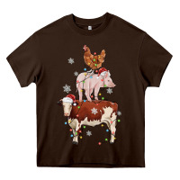 Chocolate Brown Merry Christmas Farm Animals Heavy Core Tee - MaliasSmallBusiness