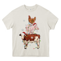 Cream Merry Christmas Farm Animals Heavy Core Tee - MaliasSmallBusiness