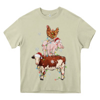Mossy Merry Christmas Farm Animals Heavy Core Tee - MaliasSmallBusiness