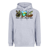 Heather Grey Camouflage Peace Love Striped Bass Heavyweight Hoodie - LillyAllenDesigns