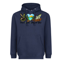 Navy Camouflage Peace Love Striped Bass Heavyweight Hoodie - LillyAllenDesigns