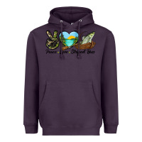 Plum Camouflage Peace Love Striped Bass Heavyweight Hoodie - LillyAllenDesigns