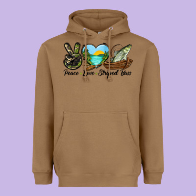 Camouflage Peace Love Striped Bass Heavyweight Hoodie Designed By Lillyallendesigns