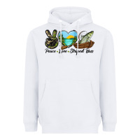 White Camouflage Peace Love Striped Bass Heavyweight Hoodie - LillyAllenDesigns