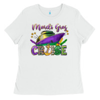 White mardi gras cruise celebration Ladies Tee - LillyAllenDesigns