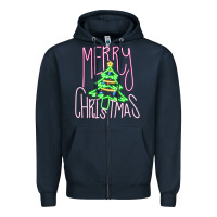 Merry Neon Christmas Zipper Hoodie | Teevron