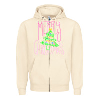Sandshell Merry Neon Christmas Zipper Hoodie - CowhideDigitalArt