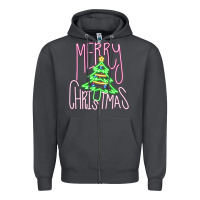 Smoke Merry Neon Christmas Zipper Hoodie - CowhideDigitalArt