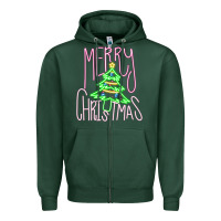 Sports Green Merry Neon Christmas Zipper Hoodie - CowhideDigitalArt