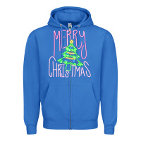 True Royal Merry Neon Christmas Zipper Hoodie - CowhideDigitalArt