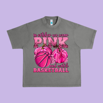 In October We Wear Pink And Watch Basketball Urban Heavy Tee Designed By Texasbilliewilder
