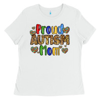 White proud autism mom design Ladies Tee - LillyAllenDesigns