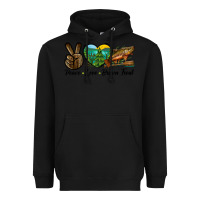 Black Peace Love Brown Trout Heavyweight Hoodie - LillyAllenDesigns