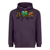 Plum Peace Love Brown Trout Heavyweight Hoodie - LillyAllenDesigns