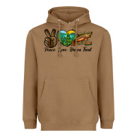 Toasted Coconut Peace Love Brown Trout Heavyweight Hoodie - LillyAllenDesigns