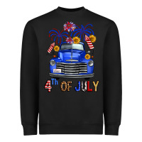 Black Western Fourth Of July Truck Heavyweight Sweatshirt - FaDigitalArtStudio
