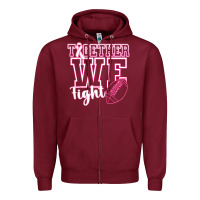 Burgundy Together WE Fight Zipper Hoodie - CowhideDigitalArt