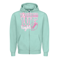 Seafoam Together WE Fight Zipper Hoodie - CowhideDigitalArt