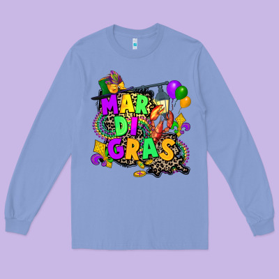 Louisiana Map Mardi Gras Long Sleeve Tee Designed By Cowgirlartshop