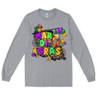 Heather Grey louisiana map mardi gras Long Sleeve Tee - CowGirlArtShop