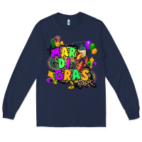 Navy louisiana map mardi gras Long Sleeve Tee - CowGirlArtShop