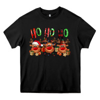 Black Ho ho ho Reindeer Heavy Core Tee - NancyCooperArtShop