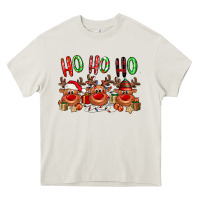 Cream Ho ho ho Reindeer Heavy Core Tee - NancyCooperArtShop