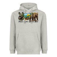 Moon Dust Peace Love Brown Bear Heavyweight Hoodie - LillyAllenDesigns