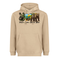 Mushroom Peace Love Brown Bear Heavyweight Hoodie - LillyAllenDesigns
