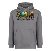Storm Peace Love Brown Bear Heavyweight Hoodie - LillyAllenDesigns